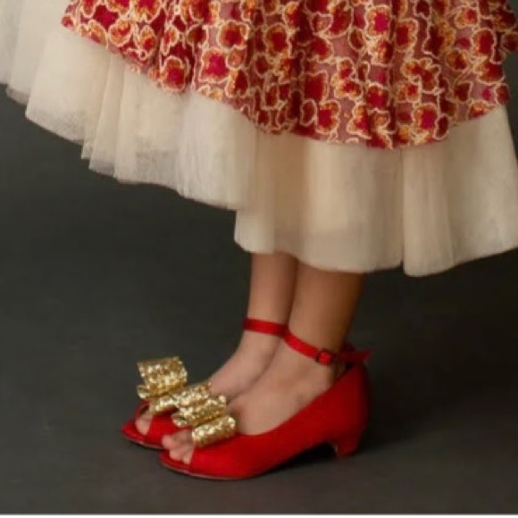 Joyfolie Girl’s Valeria Kitten Heel in Red Satin size Y3 - Picture 3 of 5